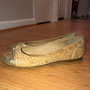 Jack Rogers $138 Gold/Cork Delfino Ballet Flats